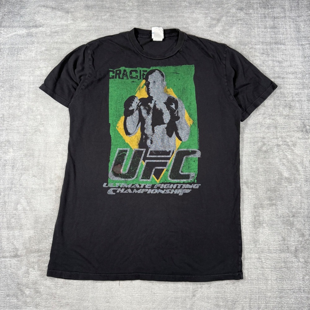 UFC Royce Gracie Shirt Mens Large Black Y2K 2009 MMA Brazilian Jiu Jitsu